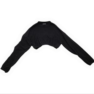 Black long-sleeved ribbed top streetwear society